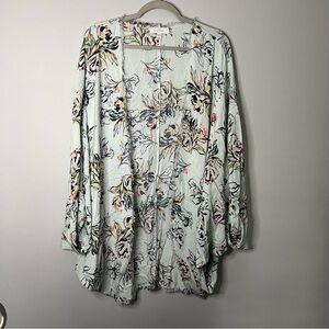 Women’s New Directions sea green floral drape dolman sleeve cardigan sweater